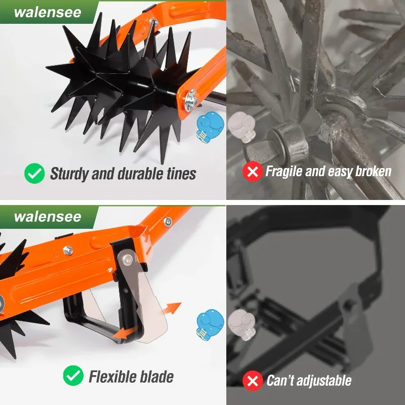 أداة يدوية من الفولاذ المقاوم للصدأ لإزالة الأعشاب الضارة في الحديقة أداة زراعة التربة اليدوية أداة مهوية الحديقة الدوارة