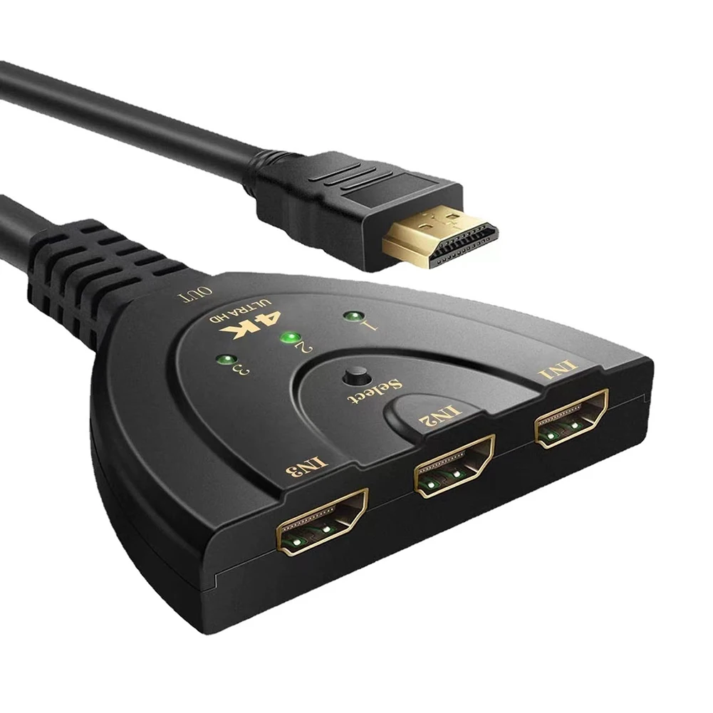4k/1080p 3-Port HDMI-kompatibler Switcher-Wahlschalter mit 1,8 Fuß HDMI-kompatiblem Kabel 3 in 1 Out HDMI-kompatibler Hub für HDTV PS4