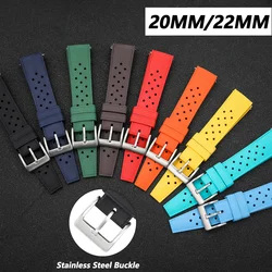 Watchdives 20mm 22mm Soft Rubber Watch Strap Hight Quality Sport Watch Band Quick Replacement Diving Waterproof Rubber Bracelet
