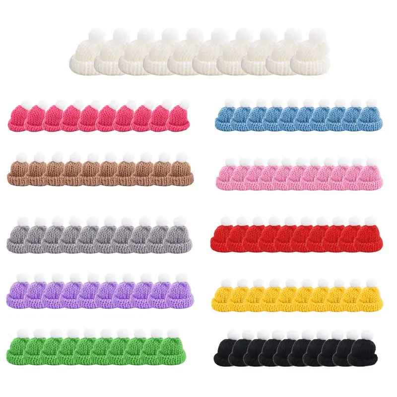 110PCS Mini Knitting Hats Christmas Mini Knitting Hats For Christmas Ornaments DIY Art And Craft-TFBC