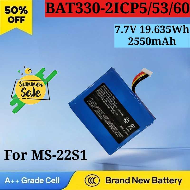 

Newest BAT330-2ICP5/53/60 7.7V 19.635Wh 2550mAh Rechargeable Lithium-ion Battery for MS-22S1 High Capacity Replacement Battery