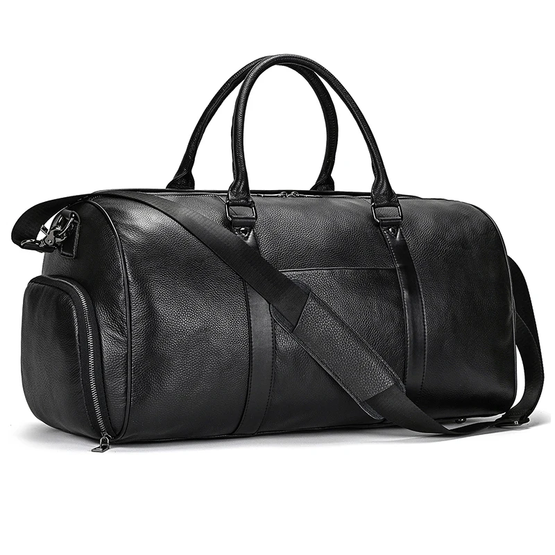 Latest Designer Leather Baggage Travel Bag For Men Woman Real Cowhide Waterpoof Duffle Bags With Shoe Pocket Black Mamle Feamle