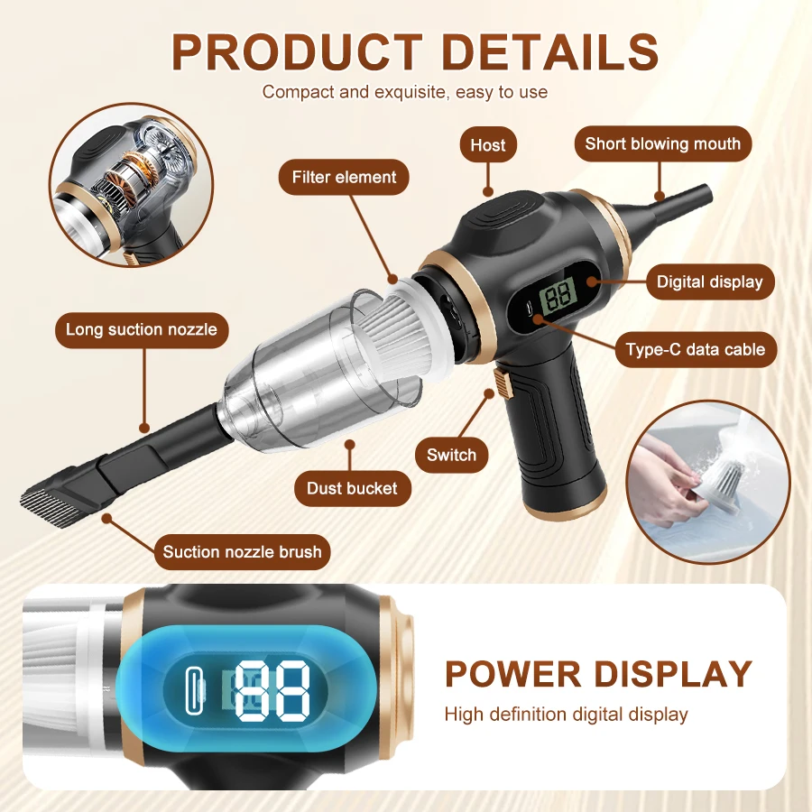 Car vacuum portable cordless,high-powered suction for cleaning Computer, Keyboard & car seats/mats/trunk dust, 무선청소기