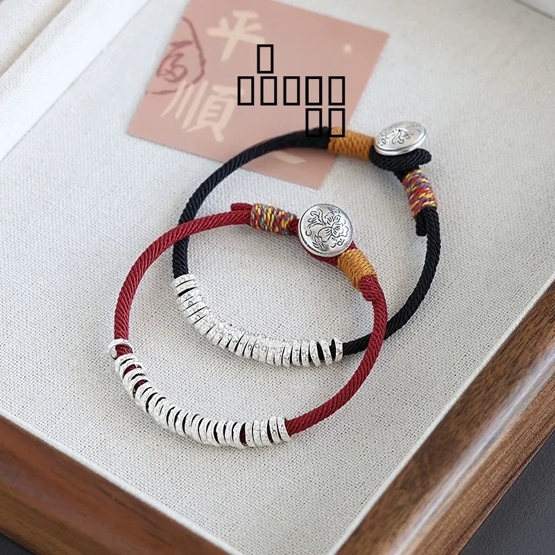 999-pure-silver-bracelet-hand-tied-rope-luy-red-rope-couple's-jewelry-women's-sle-simple-design-no-brand-silver-accories