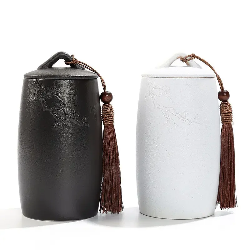 Ceramic Funeral Ashes Holder, Urn for Human Cremation, Pet Ashes Holder, Keepsake, Urns Casket, Black and White