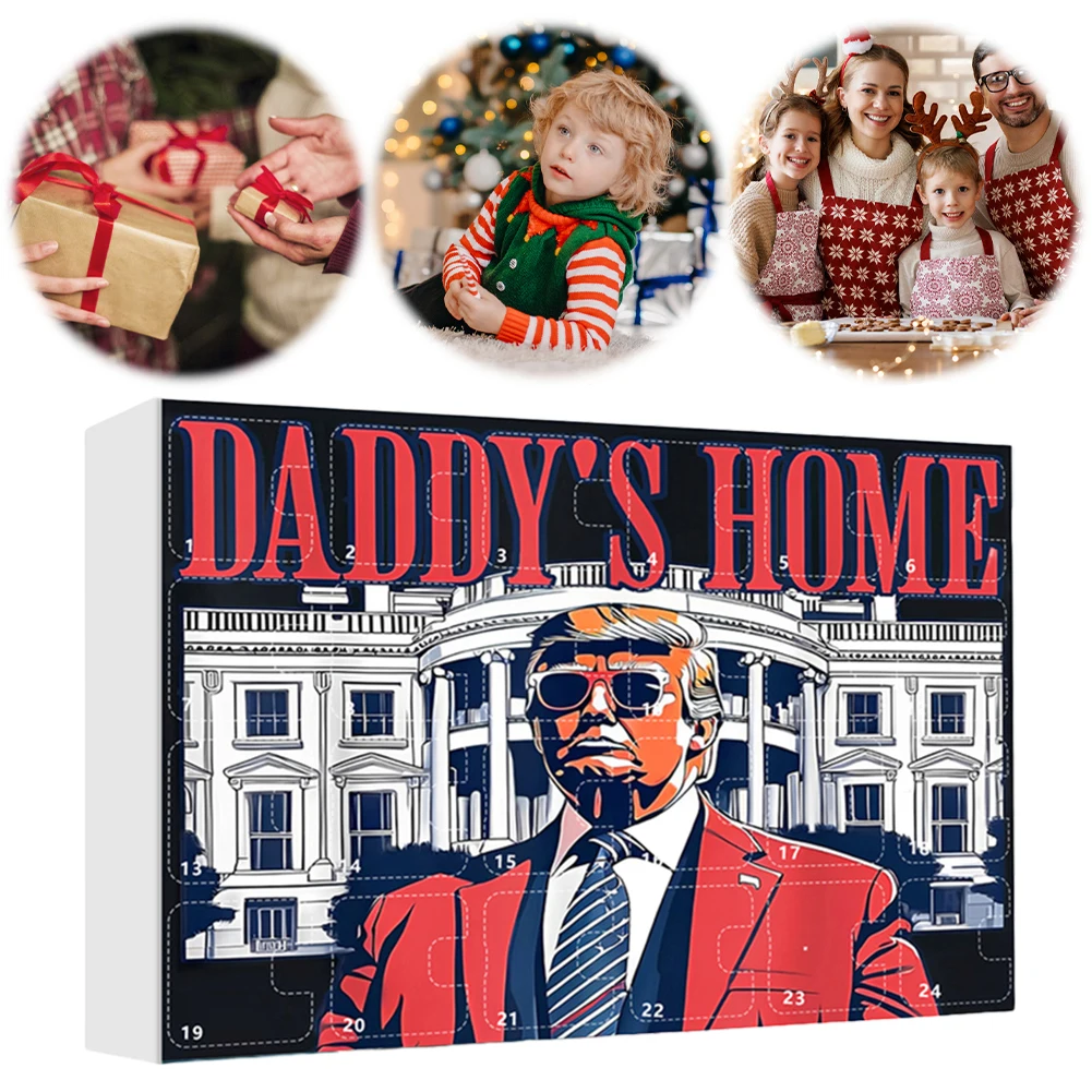 2024 Trump Advent Calendar President Countdown Calendar 24 Day Xmas Pendants Advent Calendar Funny Acrylic for Xmas Party Favors