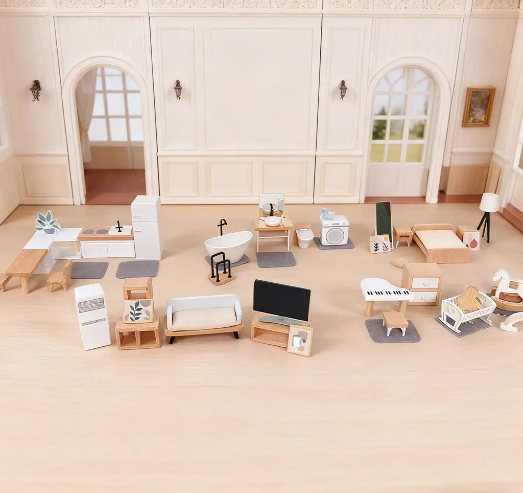 

New Arrival Wabi-Sabi Mini Furnishings Set - Dollhouse Kitchen/Bedroom Decor For Kids Play & Minimalist Room Display