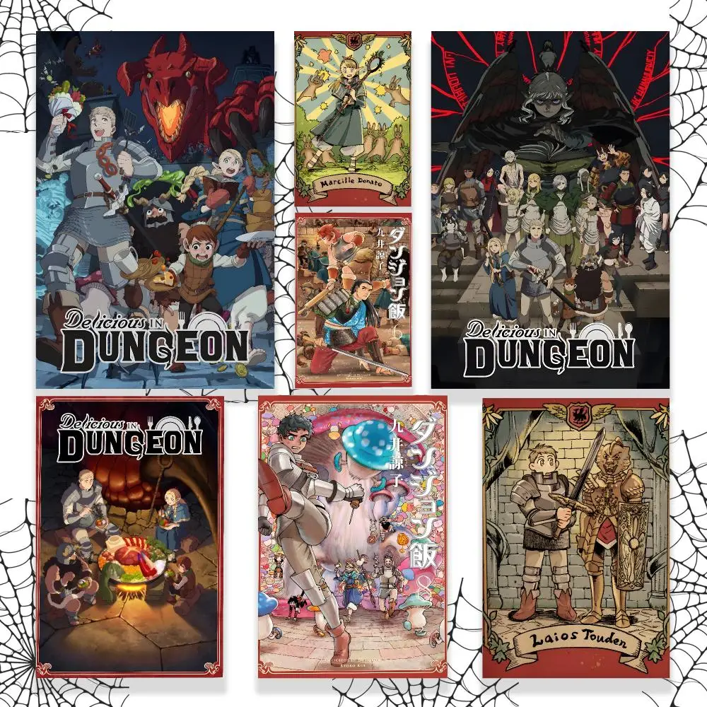 Anime D-Dungeon Meshi Poster, grafisches Wandkunst-Poster, HD-wasserfester PP-Papierdruck für Schlafzimmer, Wohnzimmer, Büro, Dekoration, Geschenk