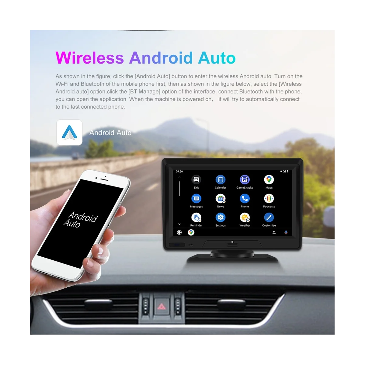 

Wireless Carplay Android Auto 7 Inch Screen Radio Front Backup Cameras Bluetooth WIFI FM Bluetooth Mirror Link TF Card