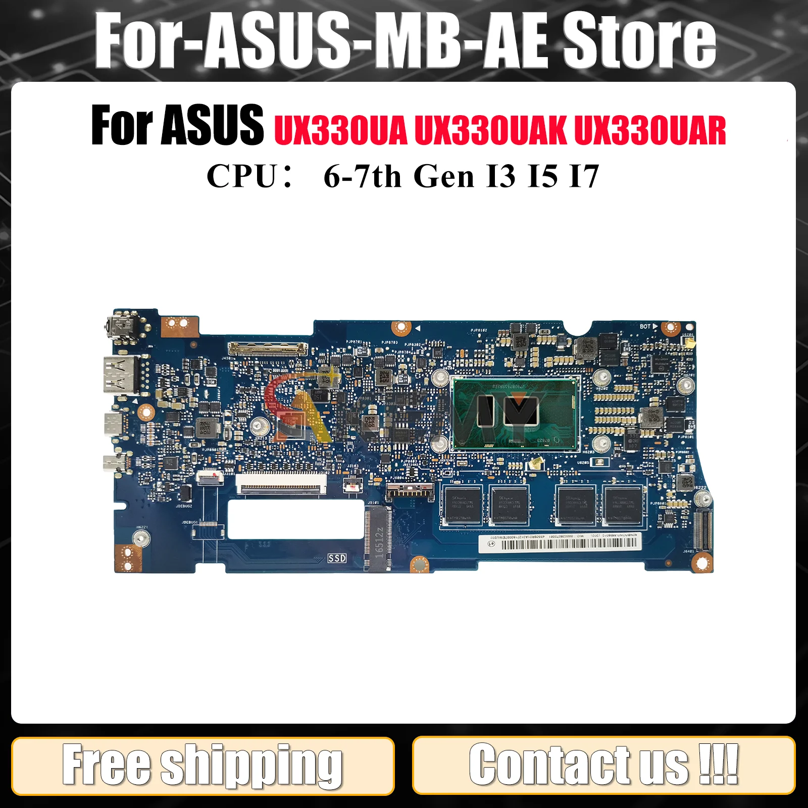UX330UA Laptop Motherboard For ASUS ZenBook UX330U U3000U UX330UA UX330UAK UX330UAR Mainboard W/ I3 I5 I7 CPU Tests OK Fast Ship