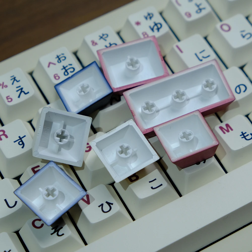 Imagem -04 - Keycap de Teclado Mecânico Keycaps de Máquina Vermelhos e Brancos Perfil Cereja Japonesa Pbt Sublimação Dye Interruptor mx 129 Chaves