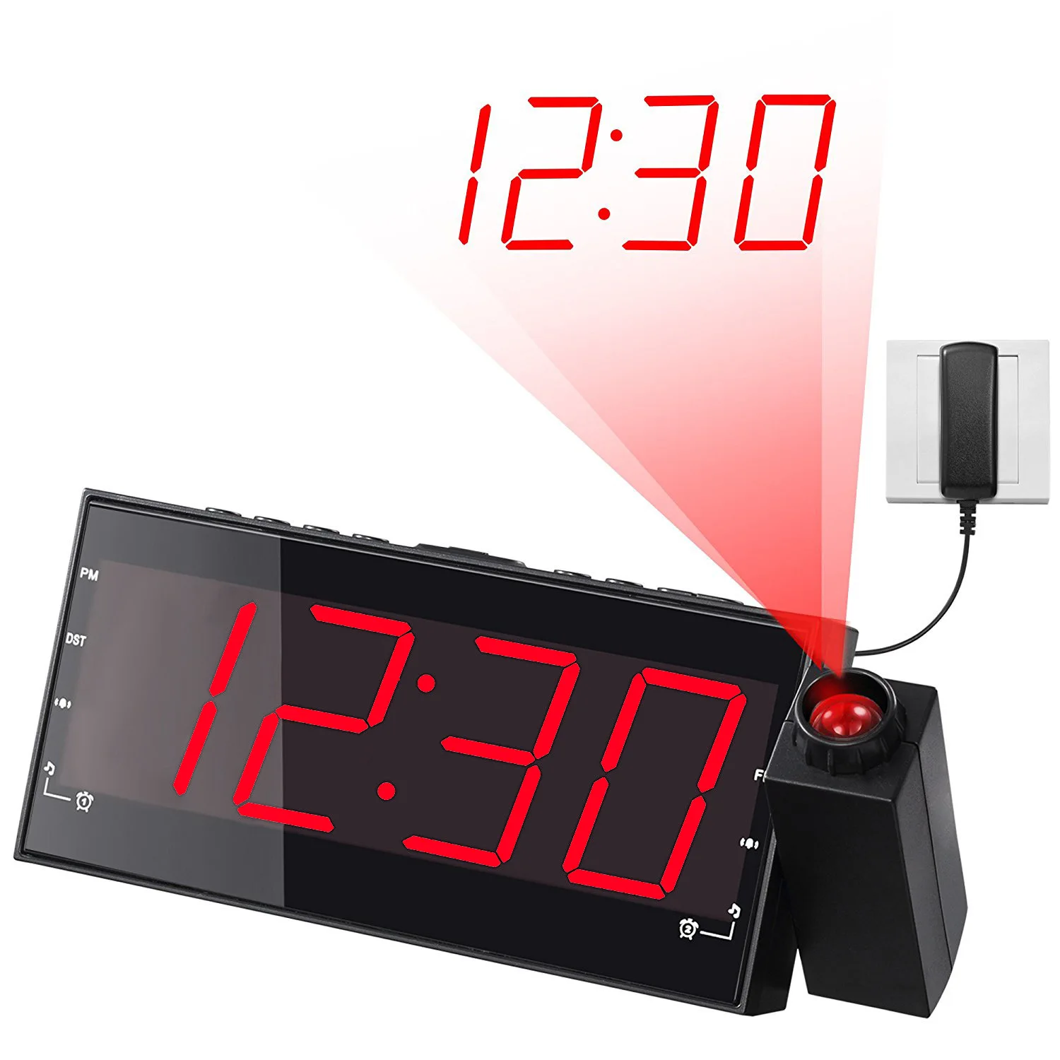 LED Projection Clock Multifunctional Alarm Clock Creative Simple Bedside Digital Silent Luminous Bedroom Living Room Electronic