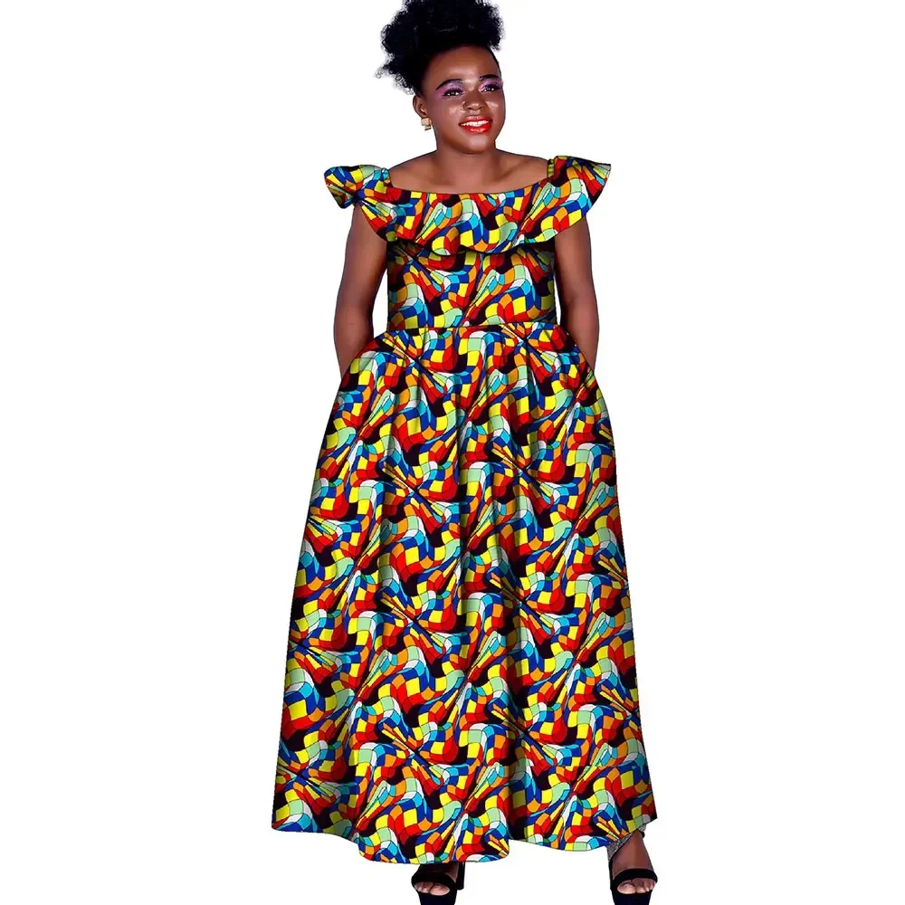 Dashiki  African Dresses for Women Daily Wedding  Party African Women Dress Ankle-Length Sleeveless Ankara Lady Dress FH004