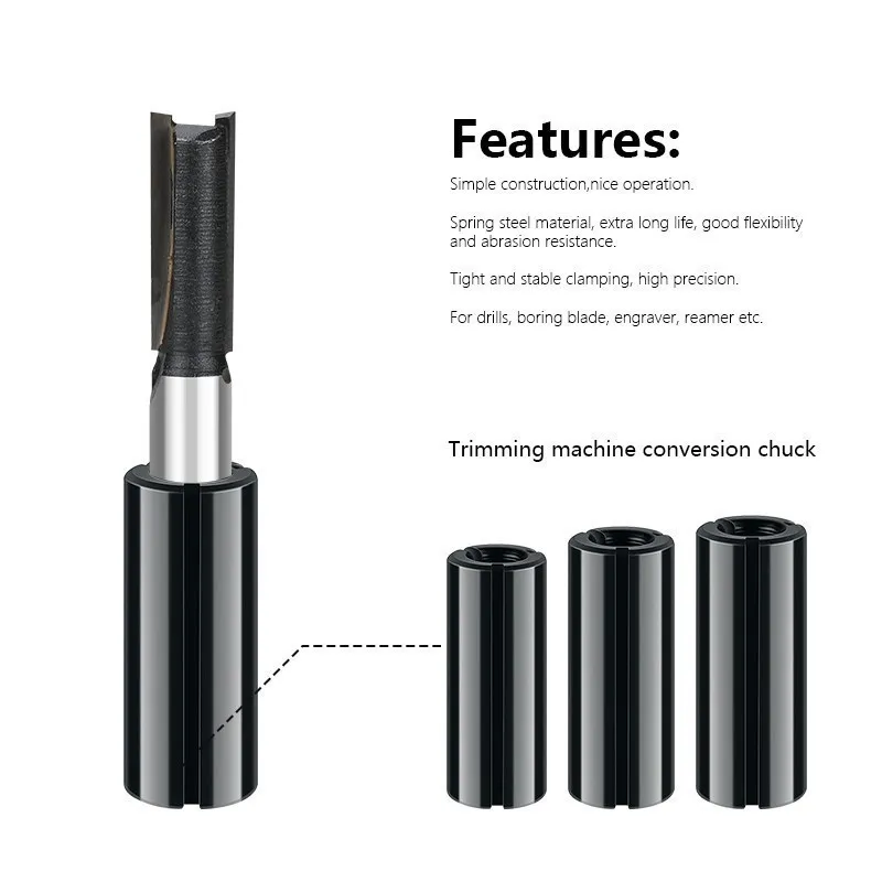 CNC Router Tool Adapter Collet 1/2，6，6.35，8mm Conversion Chuck To 1/8\