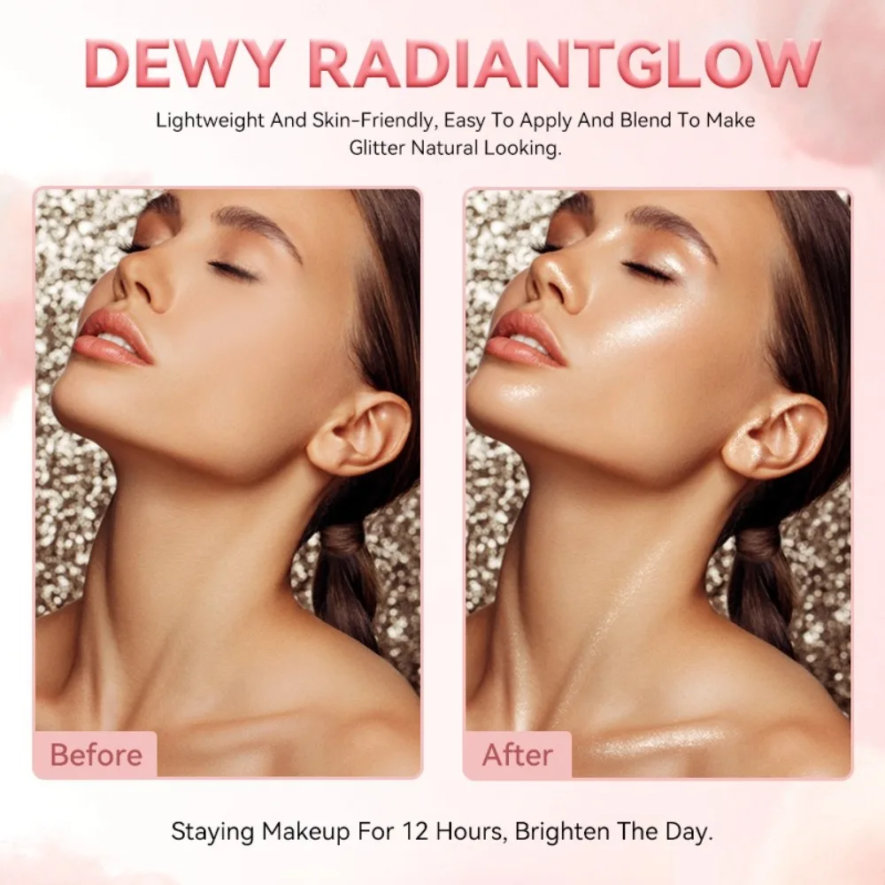 3色メイクアップブラッシュスティック ハイライト ブライトニング シマーブラッシャースティック グリッター効果 多用途チークメイク