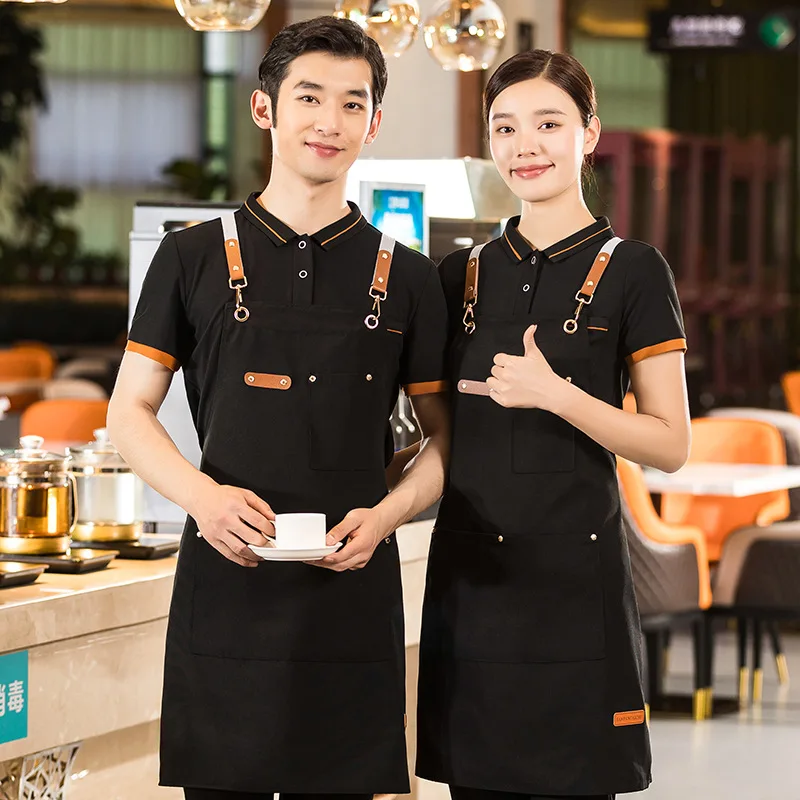 Neck-Hanging Black Male Chef Hotel Restaurant Cafe Work Apron Waiter Female Kitchen Whole Body