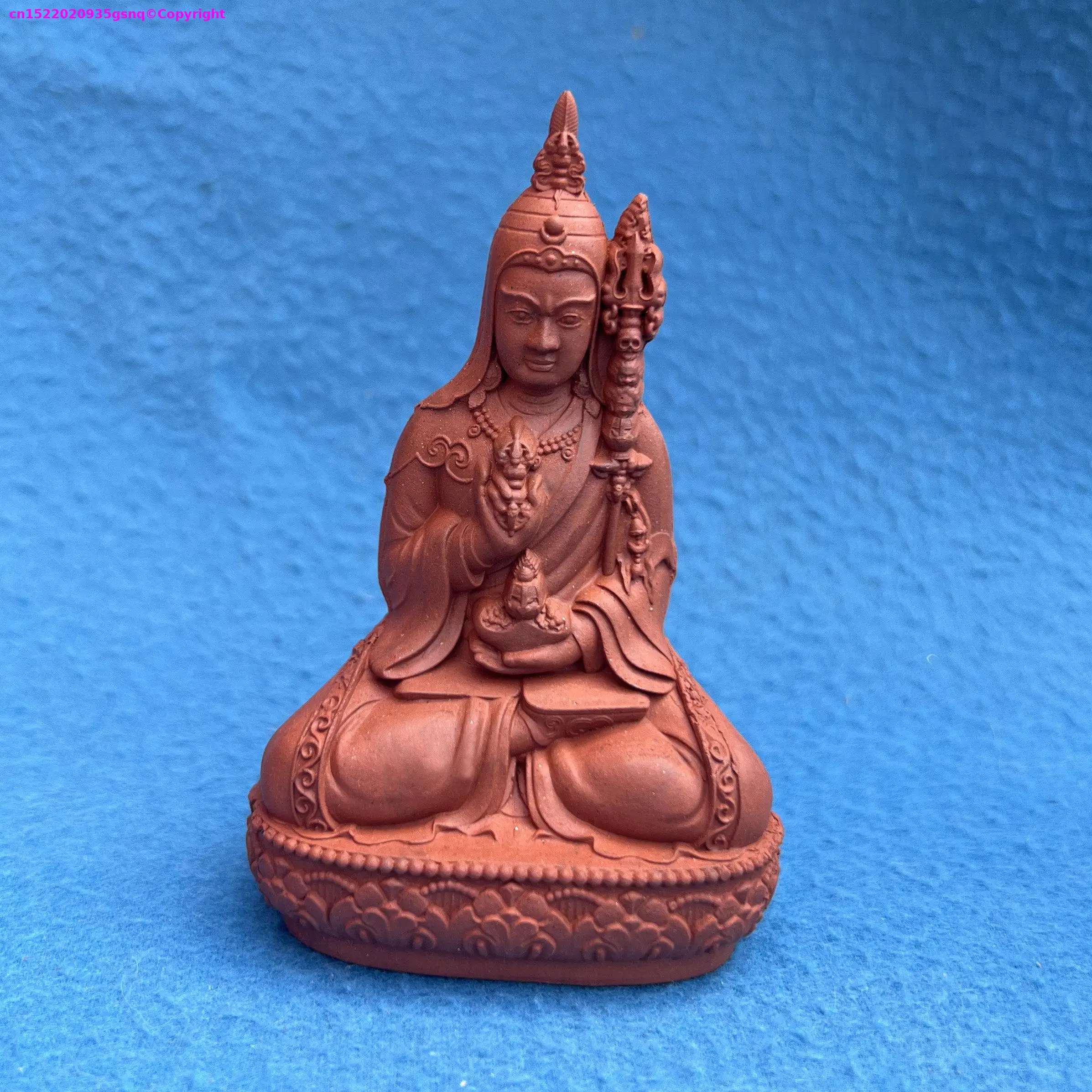 9cm-仏教の達人リンポチェの手作り陶器粘土仏像-サトチャヤ・ツァ・ツァ-パドマサンバハ寺院-ラマ僧-崇拝