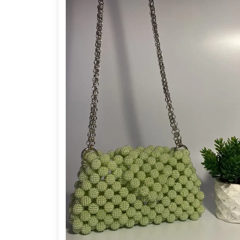 Customized Niche Designs Beaded Chains Women's Shoulder Bags Handmade Fashionable Women's Bags with New Summer Carrying Handheld