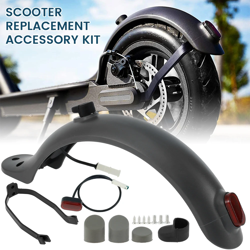 Scooter Rear Fender Kit with Rear Fender Rear Mudguard Bracket and Waterproof Rear Brake Light Rear Mudguard Fender