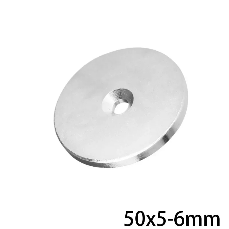 50x5-6mm Permanent NdFeB Strong Magnets 50*5 Hole 6mm Round Countersunk Neodymium Magnet 50x5-6 Big Disc Magnet 50*5-6