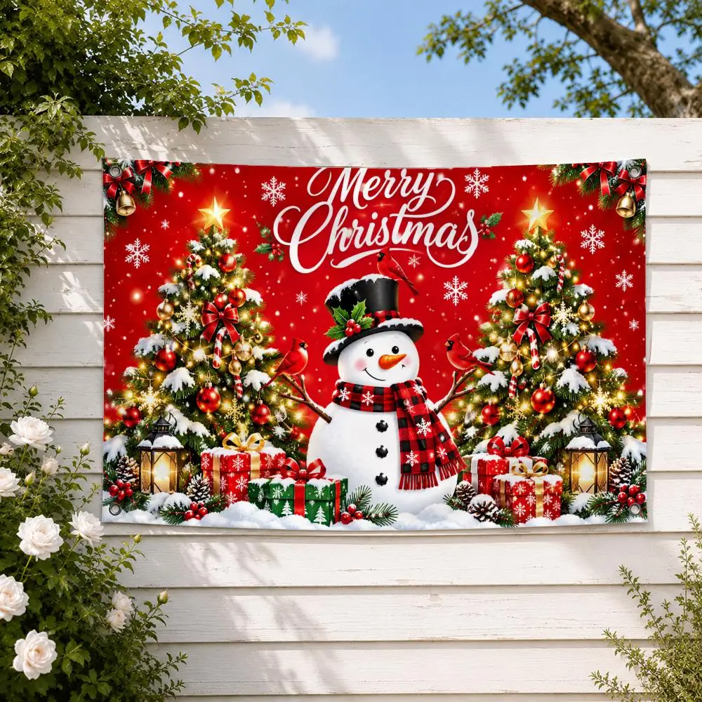 Merry Christmas Snowman Snowflake Flags decor flag banner,wall hanging flag,indoor outdoor wall decor,yard garden porch patio