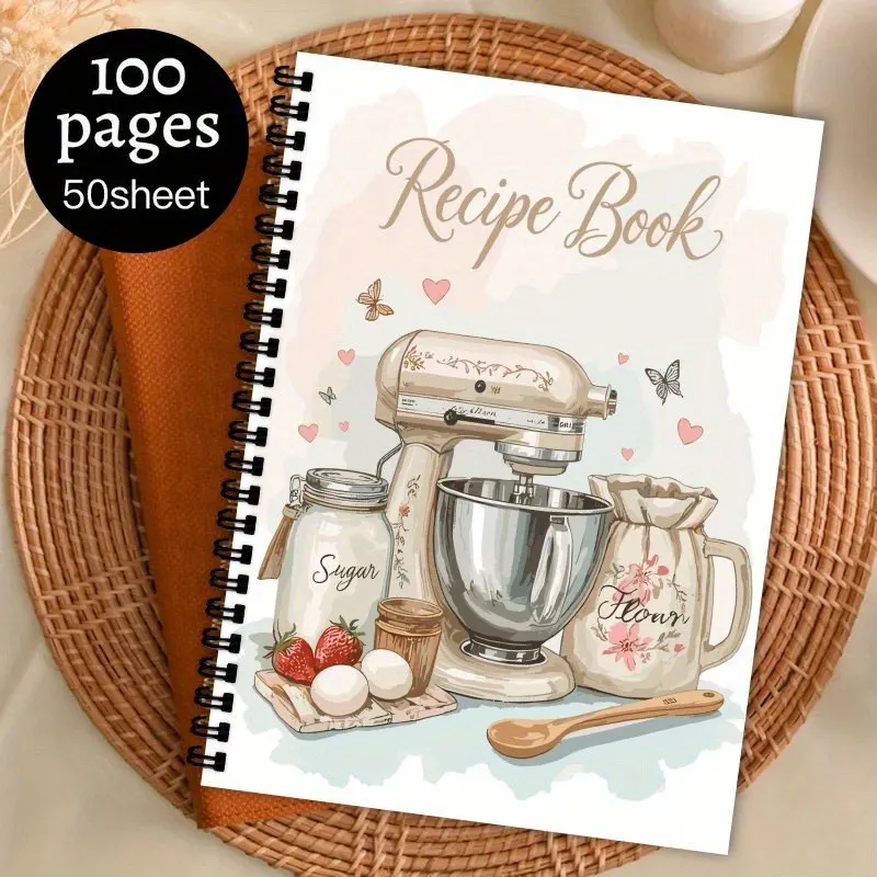 

Журнал рецептов, 100 листов, пустая кулинарная книга, рукописный планировщик для ежедневного приготовления еды, выпечки для начинающих, домашние рецепты Jot Down