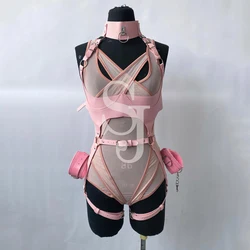 Sexy Pole Dance Outfit Women Pink Mesh Bodysuit Singer Gogo Dancer Costumes Rave Outfit Stage Clubwear Rave Clothing XS6829