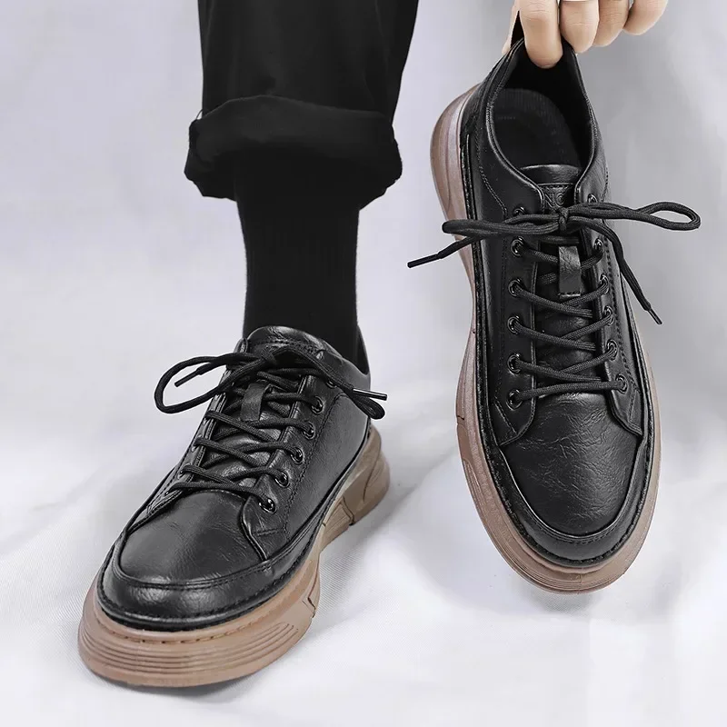 Youth Casual Leather Shoes Men's Korean Retro Business Formal Wear Dress Shoes British Students Party