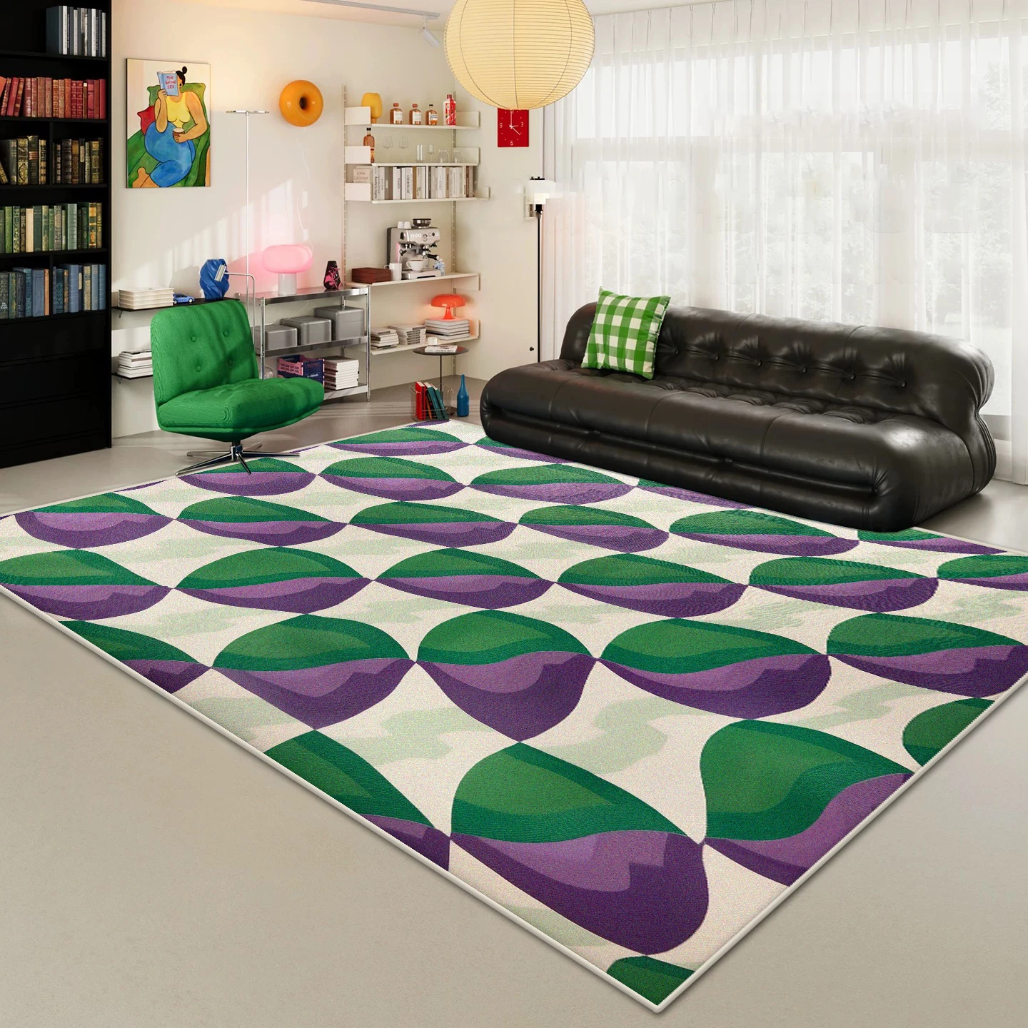 الموضة تصميم هندسي سجادة غرفة معيشة ديكور المنزل الحديثة منطقة كبيرة السجاد صالة غرفة نوم قابل للغسل عدم الانزلاق الكلمة حصيرة #2