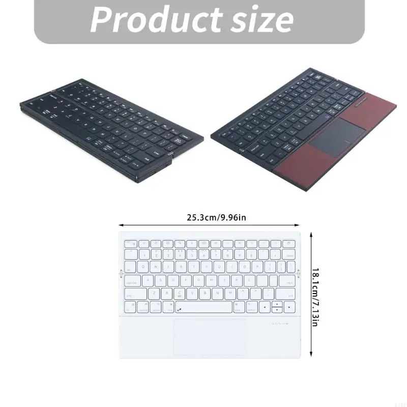 Thin Portable Wireless Bluetooth-Compatible Keyboard With Touchpads 3 Fold Design For Laptop Tablets And Phone K1KF