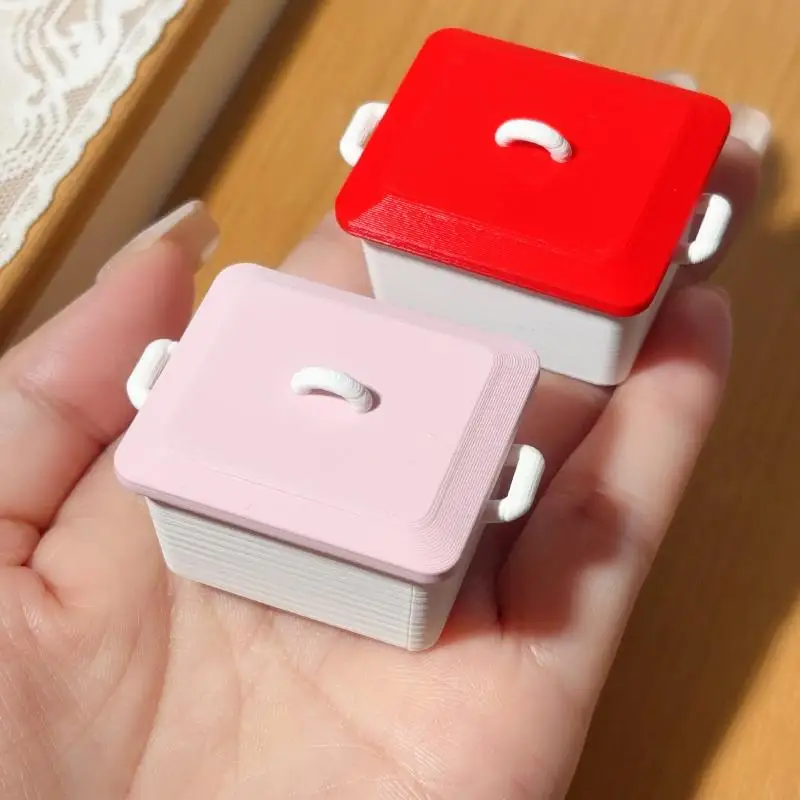 1 peça de miniatura de casa de bonecas 1/12, modelo de caixa de panqueca com tampa, acessórios de cozinha para decoração de casa de bonecas, brinquedo