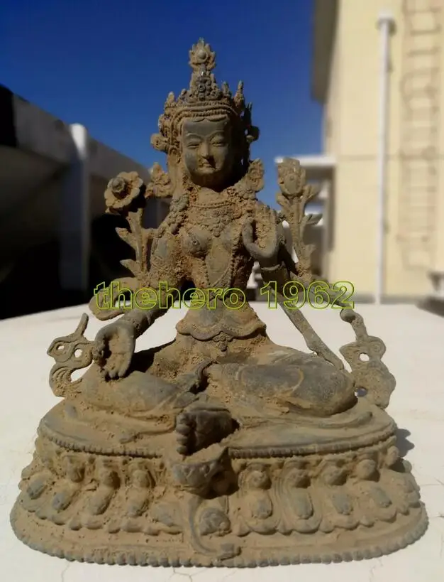 

Green Tara guanyin Buddhism Shakyamuni Sit Buddha Bronze antique old Statue