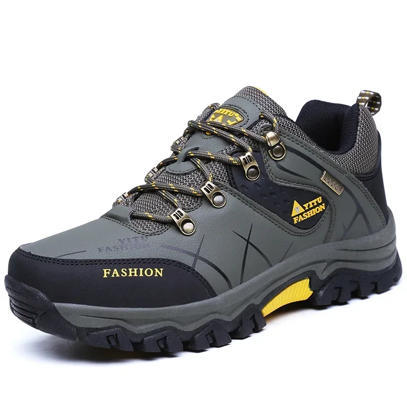 Hiking Shoes Men Shoes Sneakers PU Leather Breathable Casual Walking Shoes Non-Slip Outdoor Ankle Thick Sole Fashion Men's Shoes