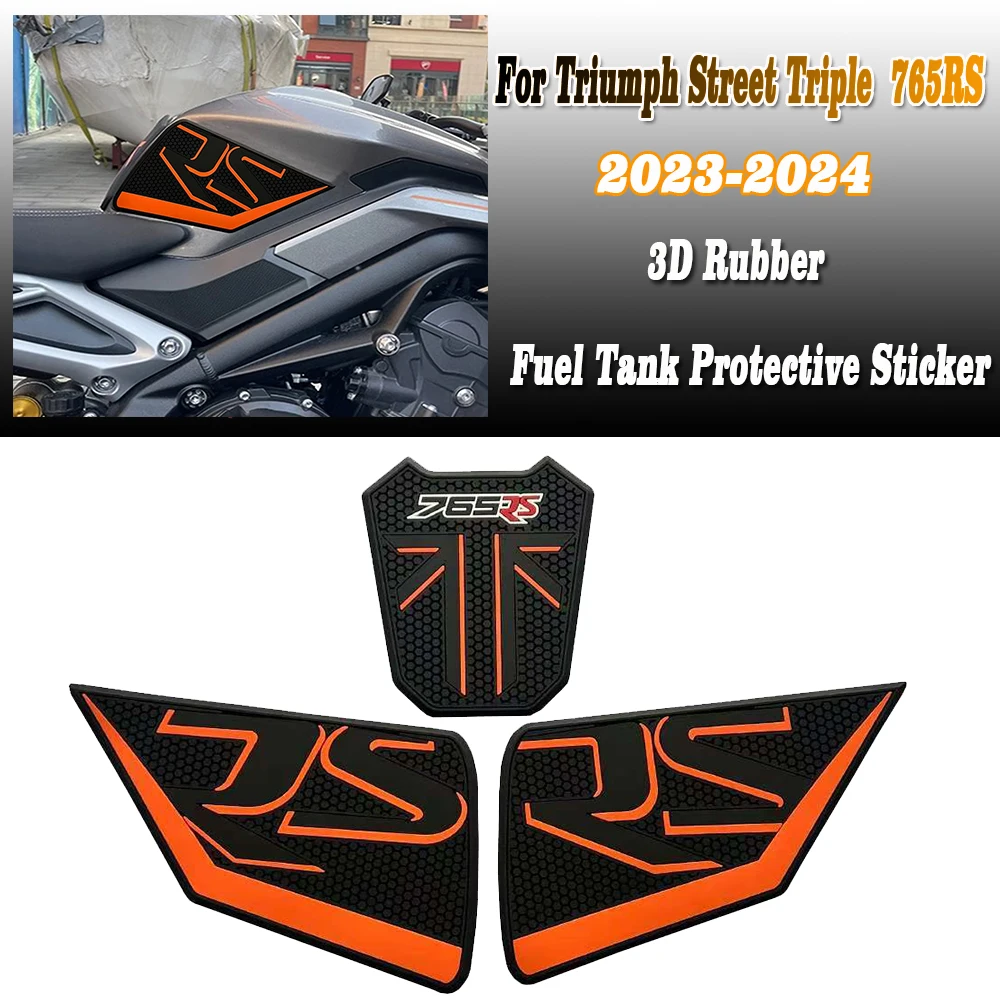 765 R RS Suitable for Triumph Street Triple Daytona 765 R RS Motorcycle Tank Protection Sticker 3D Rubber Sticker 2023-