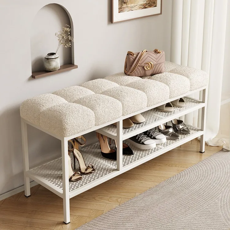 Cream style Nordic shoe changing stool Home Entry door can sit shoe cabinet Internet celebrities enter the doo