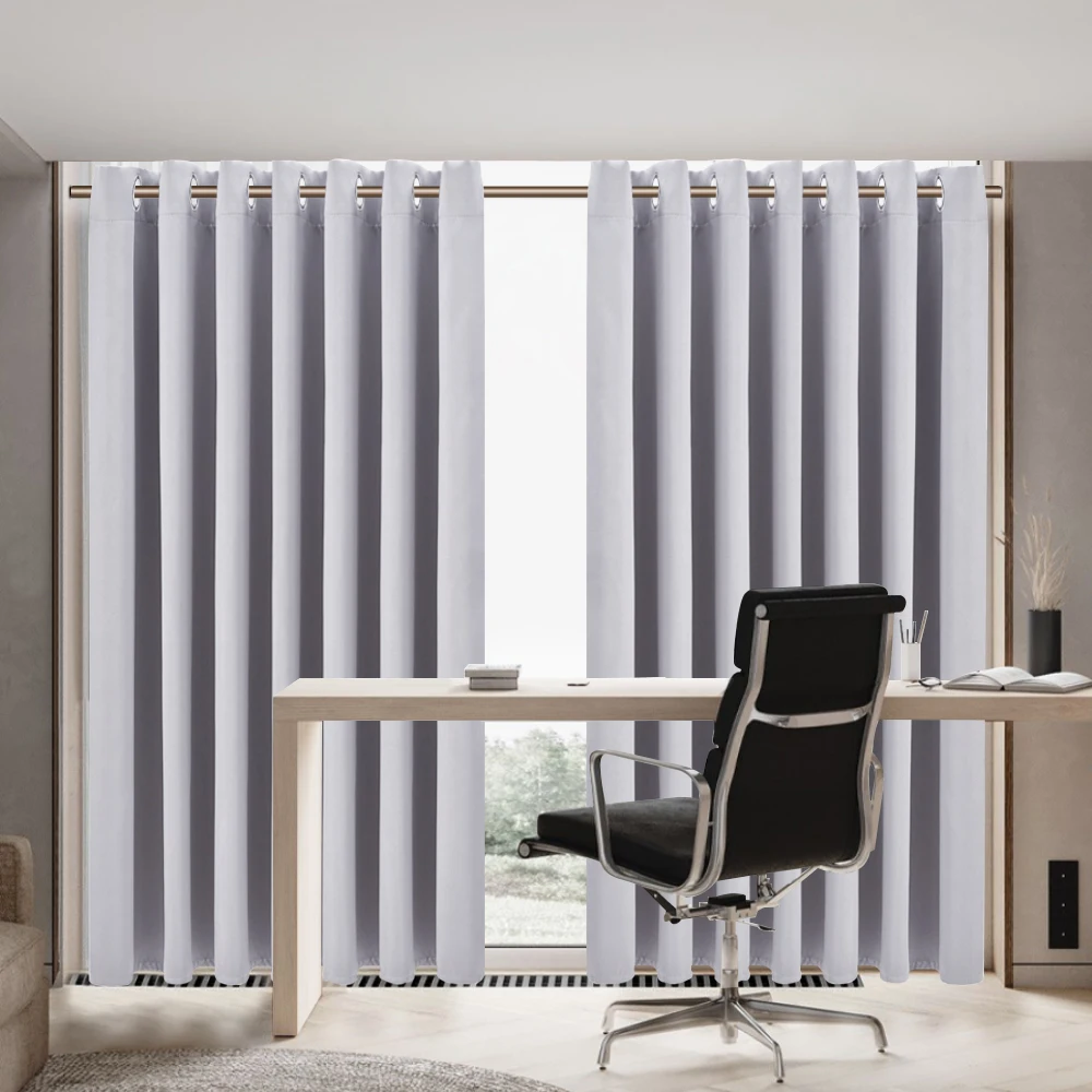【Lifeideas】Solid Colour Grommet Top Polyester 100% Blackout Curtains Pair Home Decoration Windows Doors