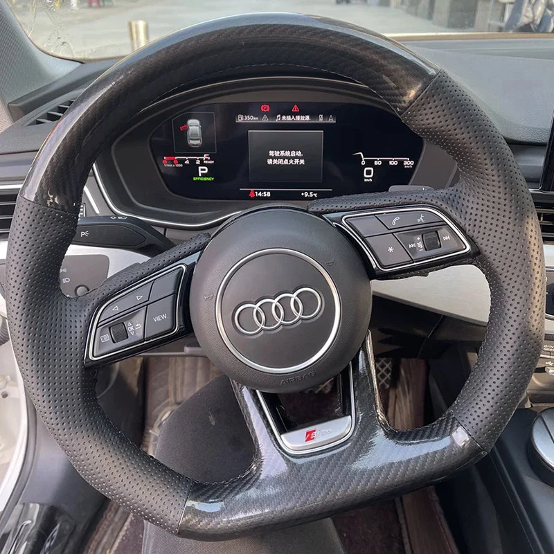 Customized Hand-sewn Car Steering Wheel Braid Cover for Audi A1 8X A2 A3 Q3 Q5 Q2 A4 A5 A6 Avant Microfiber Leather Carbon Fiber
