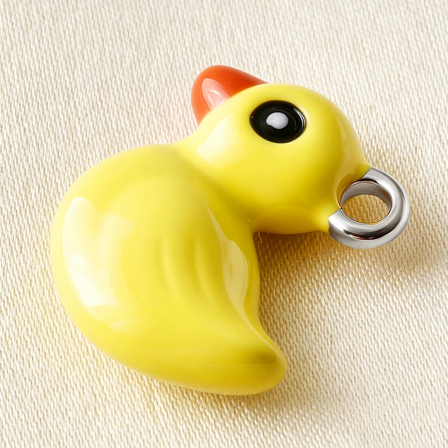 6pcs Cute Koala Yellow Duck Cat Animal Stainless Steel Pendant 3D Simulate Exquisite Enamel Elephant Pigeon DIY Fashion Pendants view 3