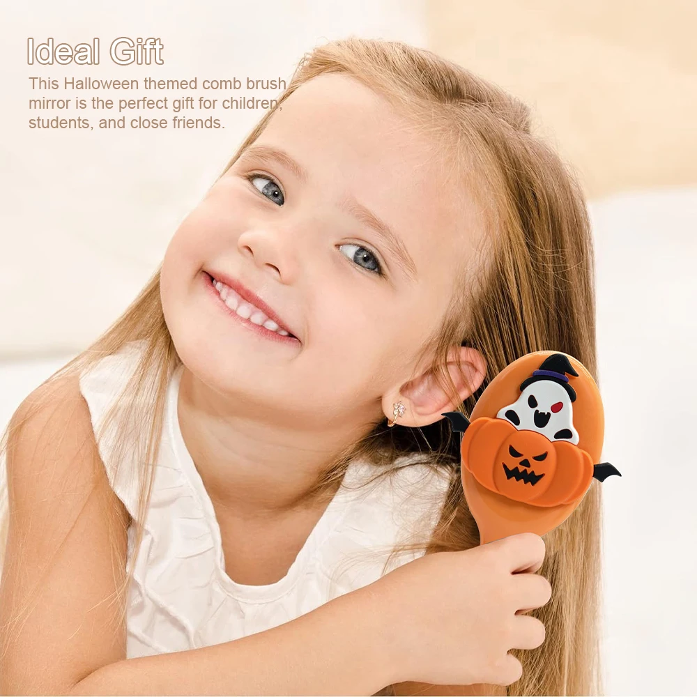 

Halloween Mini Massage Comb Anti Static Hair Comb Foldable Mirror Comb Pumpkin Portable Hair Brush Pro Salon Hairdressing Tools