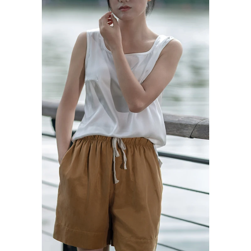 

Retro Silk Satin Surface Tee-Color Vest Long Rectangular Collar French Sle Women's Outerwear H-ape Vest No Chest Pad