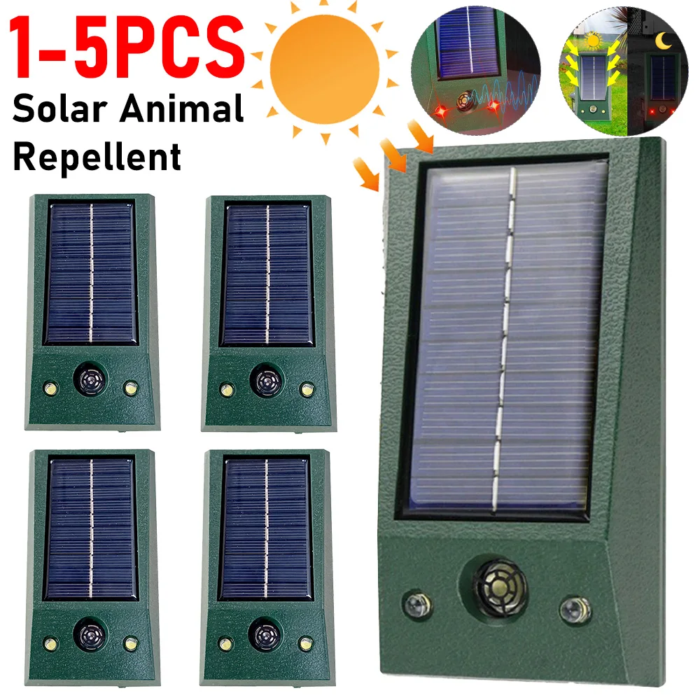 Solar Ultrasonic Garden Repellers Multifunctional Ultrasonic Animal Driver IP66 Waterproof for Outdoor Animal Repell