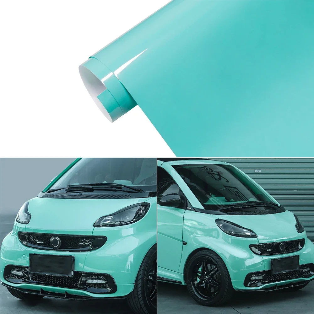 

Glossy Light Blue Car Sticker Bubble Free Vinyl Film Auto Decals Car Wrapping Film PET Sticker Car Accessories Exterior Interior