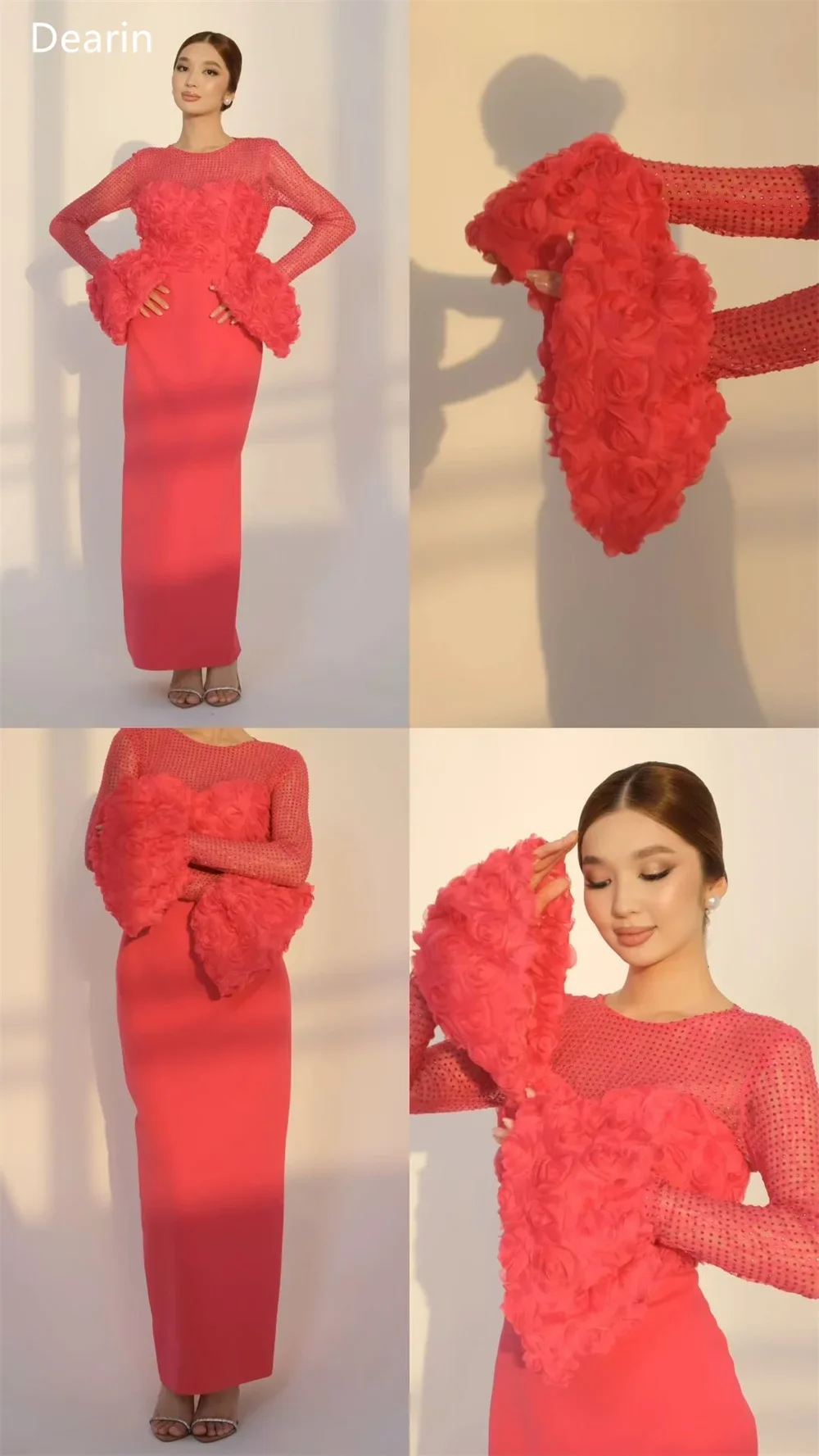 Robe de Bal Personnalisée en Tulle avec Appliques de Fleurs 3D, Tenue de Soirée