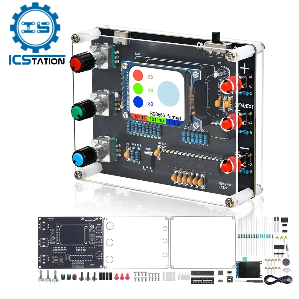 DIY Color Mixer with RGB Display & Digital Clock Custom Clock Color Electronics Kit STEM Soldering Project for College & Home