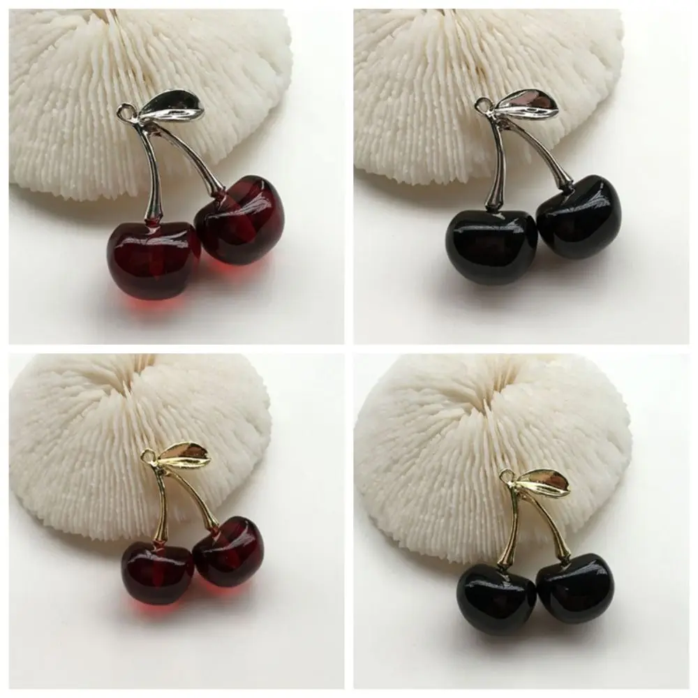 

5Pcs 3D Fruit Cherry Pendants Crystal Bracelets DIY Jewelry Making Accessories Alloy Resin Earrings Necklaces Making Birthday
