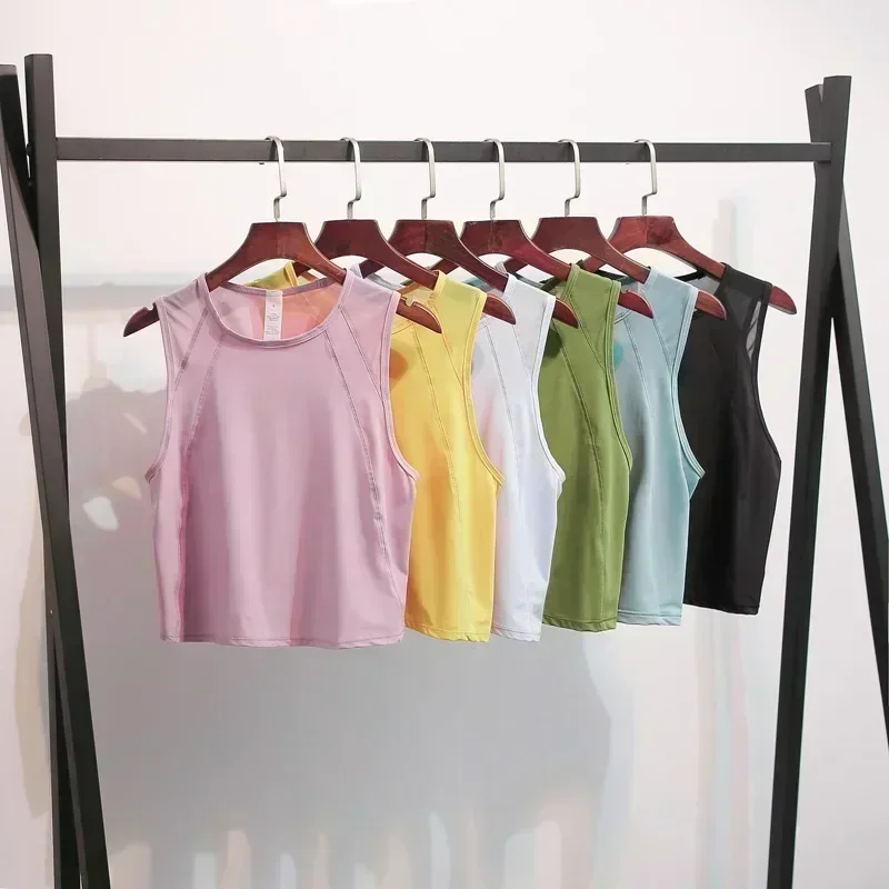 

Lemon Woman Shirts Fitness Yoga Crop Top Sportswear Sleeveless T-shirts Breathable Quick Dry Vest Sports Top Gym Clothing