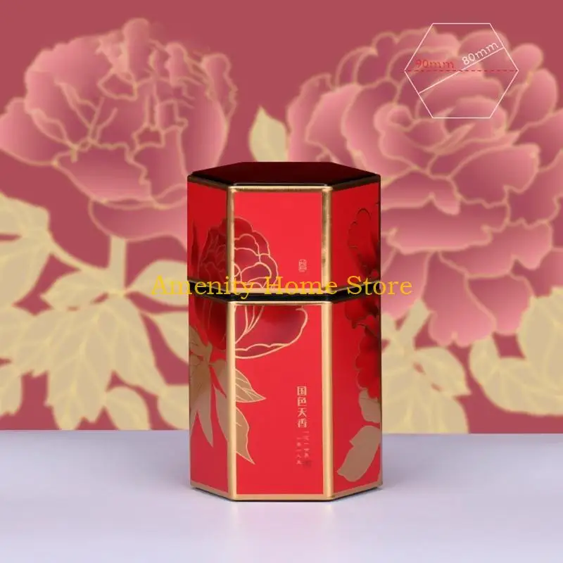 F26C Hexagon Tea Storage Containers Tea Tins Food Storage Container Candy Jar Cans for Tea Coffee Herb Chocolate Sugar Spices