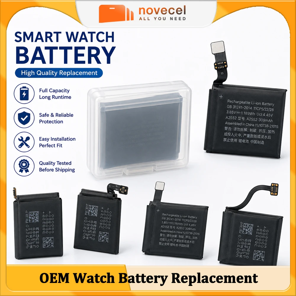 5pcs New Battery Replacement For Apple Watch Series SE 8 9 Ultra Bateria For iWatch S1 2 3 4 5 6 S7 45mm 41mm 38mm 42mm 44 40MM