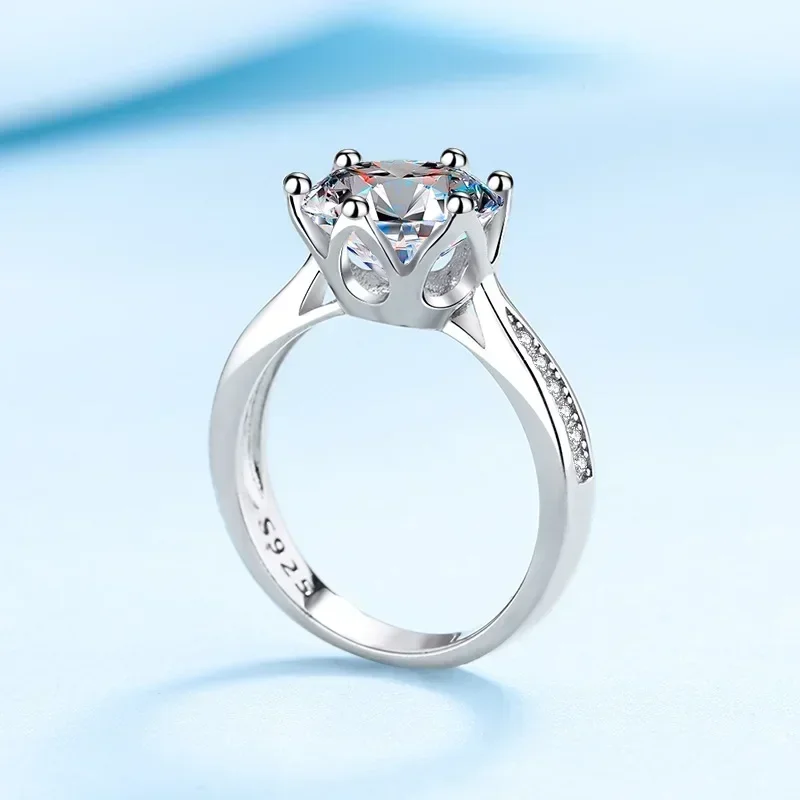 Exquisite Store PT950 Platinum Luxury 3 Carat Moissanite Diamond Proposal Rings for Women, Ring Wedding Fine Jewelry Gifts