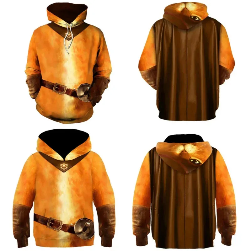 

Новинка 2026 года ♥ Костюм для косплея Кота в сапогах: худи, свитшот, футболка, повседневная уличная одежда, пуловер для мальчиков, ролевая игра, 3D-печать на капюшоне ♥ ♥ ☆ ☆